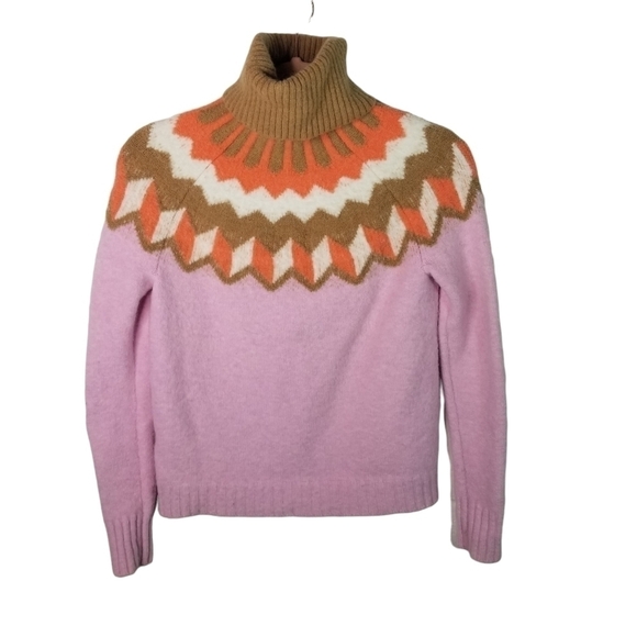 J Crew Supersoft Fair Isle Wool Alpaca turtleneck sweater - Picture 2 of 7